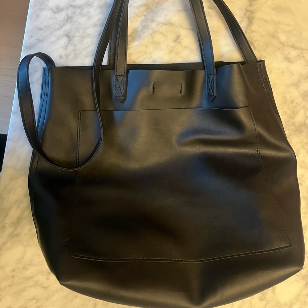 Faux leather tote.